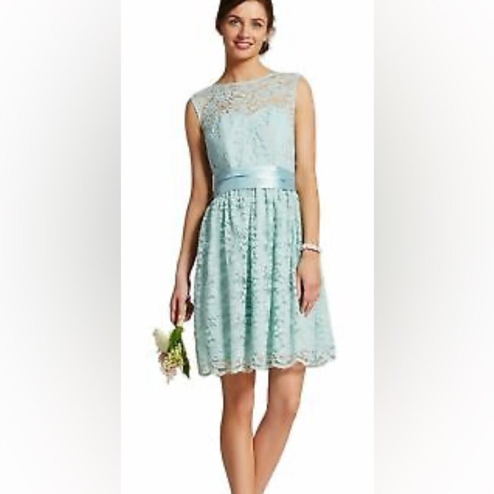 NWT Tevolio Sea Foam Mint Blue Lace Formal Sleeveless Knee Length Dress - 6